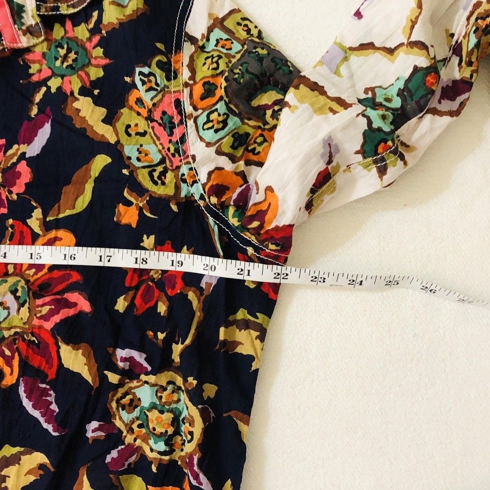 Cino Shirt Womens XL Multicolor Floral Cotton Button Front Long Sleeve Boho Top - Picture 7 of 10
